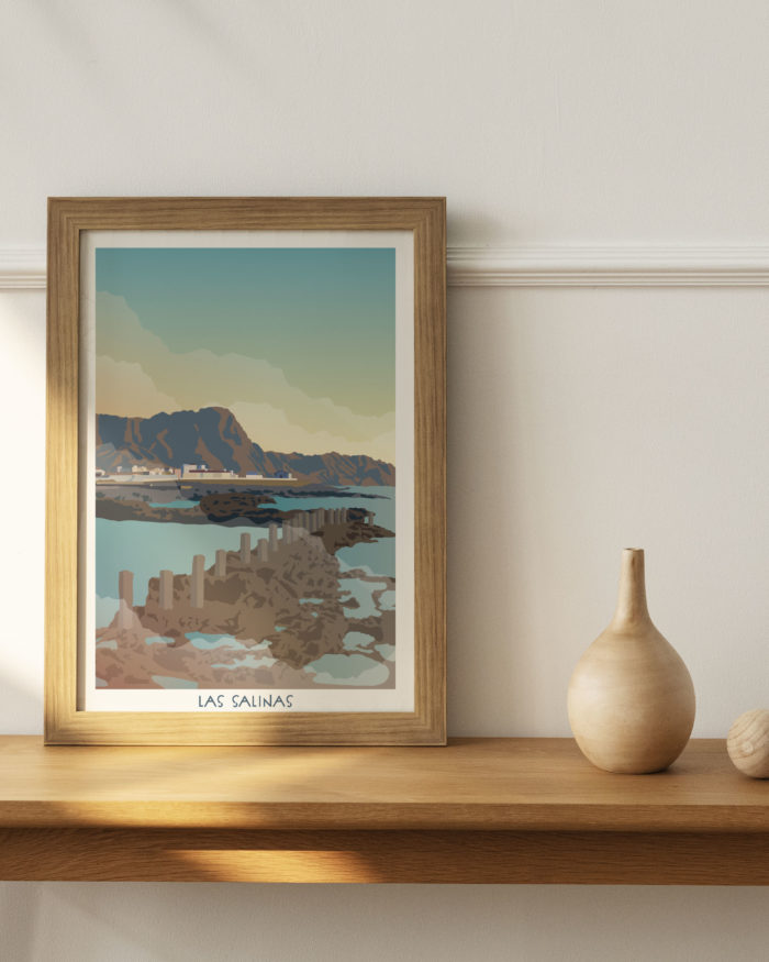 Poster vintage Las Salinas de Agaete Gran Canaria