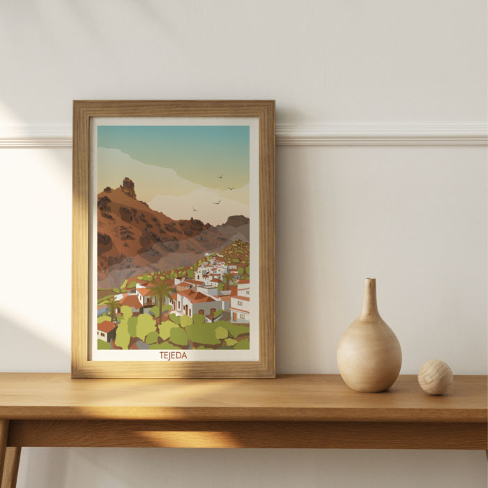 Poster vintage de Tejeda en las montanas de Gran canaria