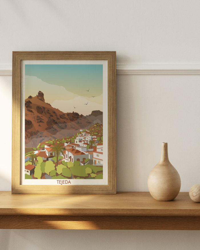 Poster vintage de Tejeda en las montanas de Gran canaria