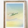 Poster vintage volar en Canarias avion Binter Teide mar puesta de sol