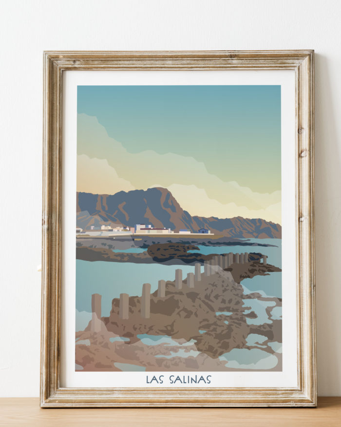 Poster vintage Las Salinas de Agaete Gran Canaria