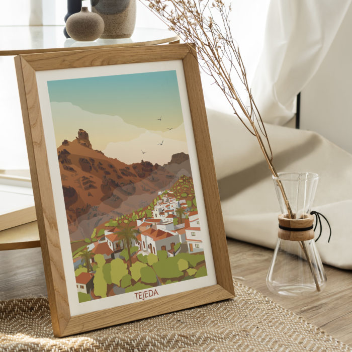 Poster vintage de Tejeda en las montanas de Gran canaria