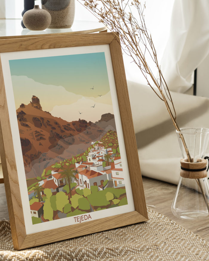 Poster vintage de Tejeda en las montanas de Gran canaria