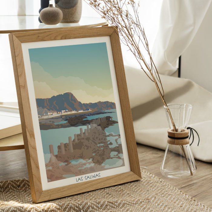 Poster vintage Las Salinas de Agaete Gran Canaria