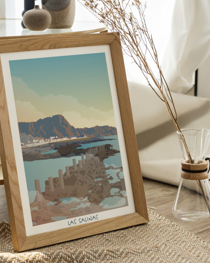 Poster vintage Las Salinas de Agaete Gran Canaria