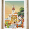 Poster vintage del pueblo candelaria en Tenerife islas canarias