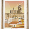 Poster vintage de los techos de Tarragona con catedral